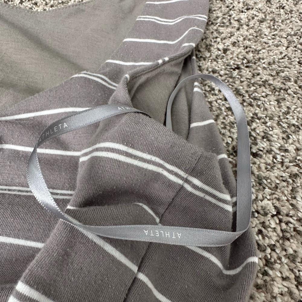 Athleta Women Small Gray and White Striped Midi Dress - Picture 11 of 11